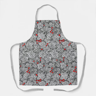 Art Nouveau Strawberries and Leaves, Silver Gray Apron