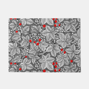 Art Nouveau Strawberries and Leaves, Silver Gray Doormat