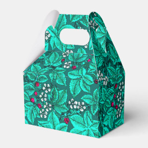 Art Nouveau Strawberries and Leaves, Turquoise Favor Boxes
