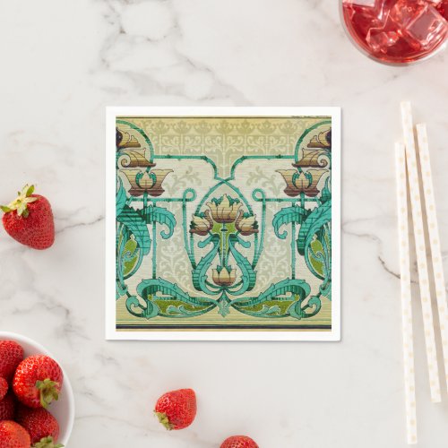 Art Nouveau Style Acanthus Bouquet Flowers Dessert Napkins