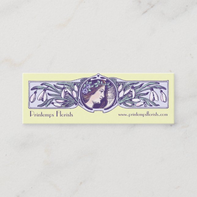 Art Nouveau Style Business Card for Florist Shop (Front)