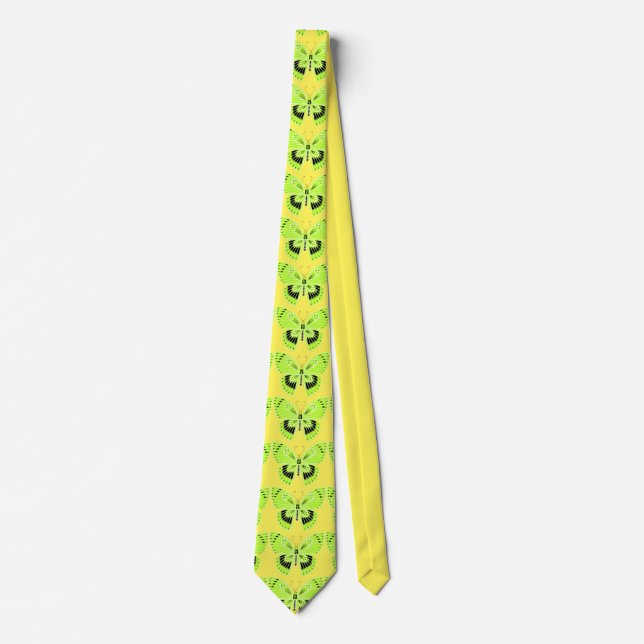 Art Nouveau Style Butterfly Lime Green Neck Tie (Front)