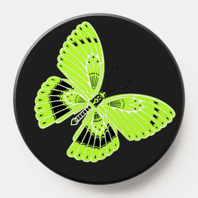 Art Nouveau Style Butterfly Lime Green PopSocket (Popsocket)