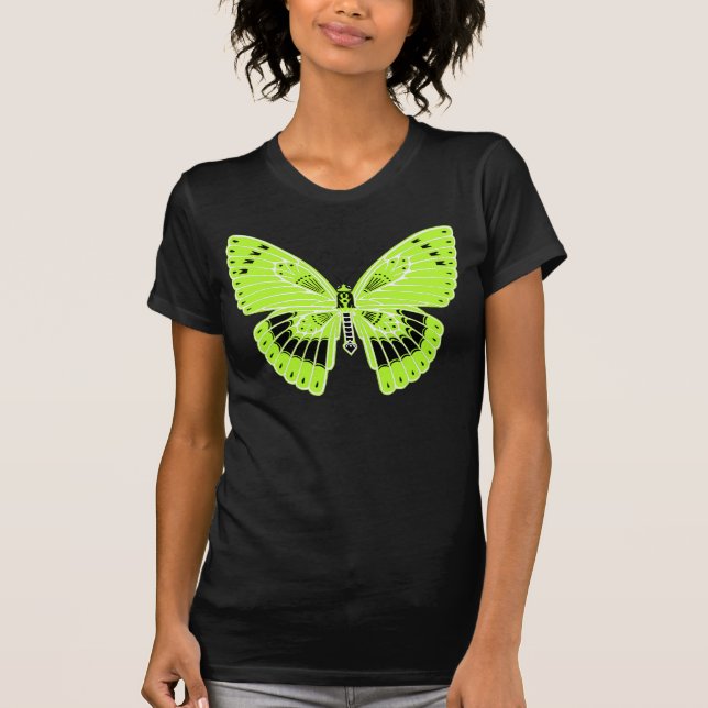 Art Nouveau Style Butterfly Lime Green T-Shirt (Front)