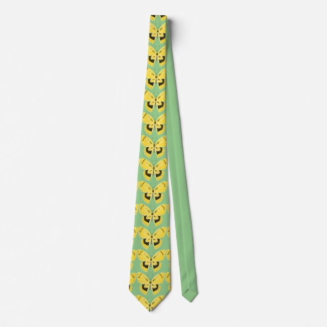 Art Nouveau Style Butterfly Yellow Neck Tie (Front)