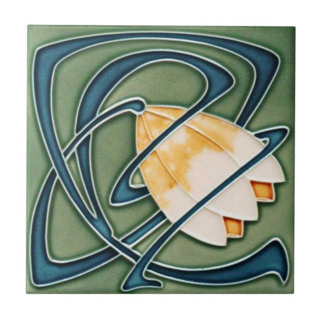 Art Nouveau Style Ceramic Tile. Floral Ceramic Tile (Front)