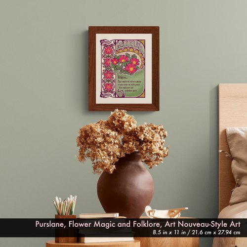 Art Nouveau Style Design Pink Wildflower Magic Poster
