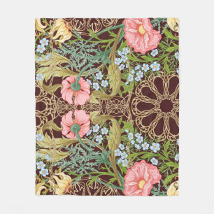 Art Nouveau Style Floral: Colored Vintage Pattern Fleece Blanket