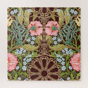 Art Nouveau Style Floral: Colored Vintage Pattern Jigsaw Puzzle