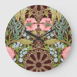 Art Nouveau Style Floral: Colored Vintage Pattern Large Clock