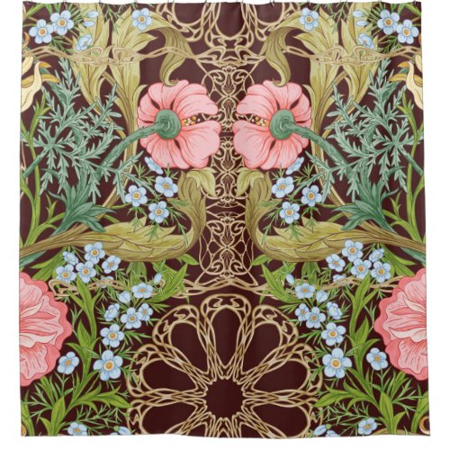 Art Nouveau Style Floral Colored Vintage Pattern Shower Curtain