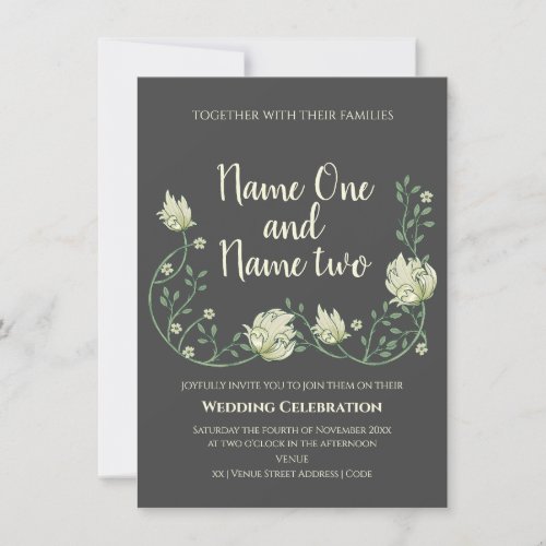 Art nouveau style floral wedding invitation
