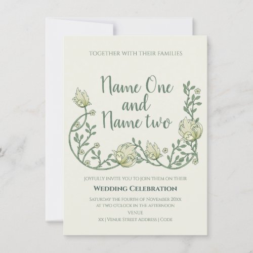 Art nouveau style floral wedding invitation