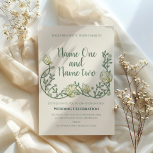 Art nouveau style floral wedding invitation