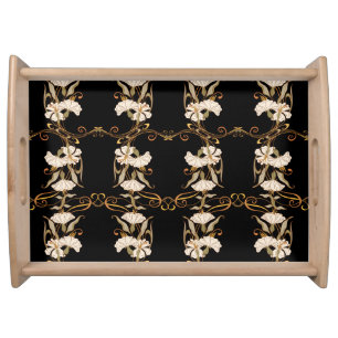 Art Nouveau Style: Gold-Black Vintage. Serving Tray