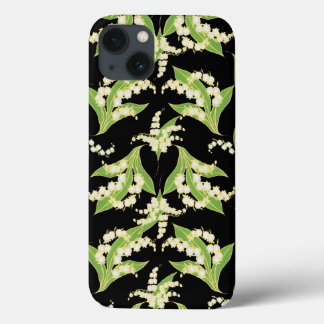 Art Nouveau Style iPad Case, Lilies on Black iPhone 13 Case