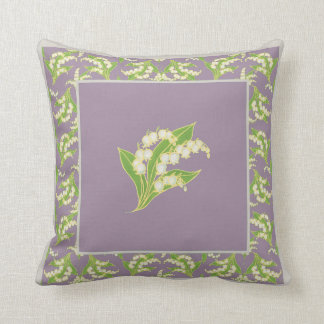 Art Nouveau Style Lilies-of-the-Valley on Mauve Throw Pillow