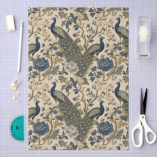 Art Nouveau Style Peacock Botanical Pattern Tissue Paper