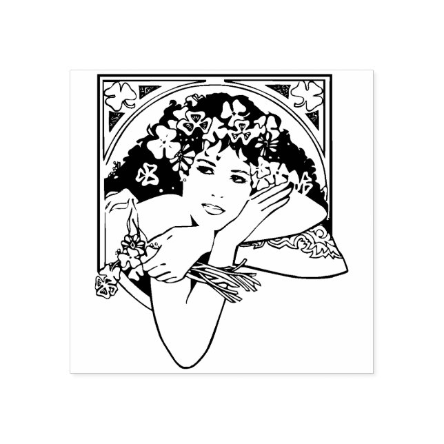 Art Nouveau Style  Rubber Stamp (Imprint)