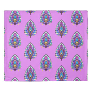 Art Nouveau Style Stained Glass Peacock Feather Duvet Cover