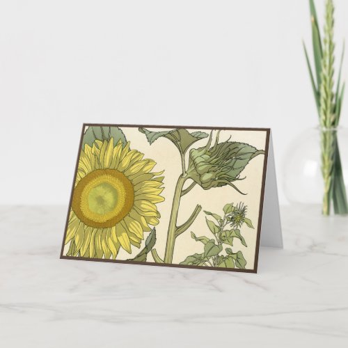Art Nouveau Style Sunflowers Thank You Card