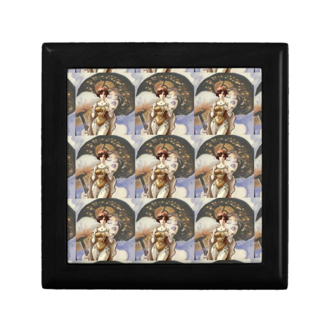 art nouveau style trippy mushroom gift box (Front)