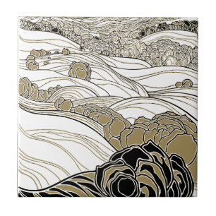 Art Nouveau Stylish Country Rolling Hills Ceramic Tile