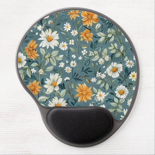 Art Nouveau Stylized Shasta Daisies Gel Mouse Pad