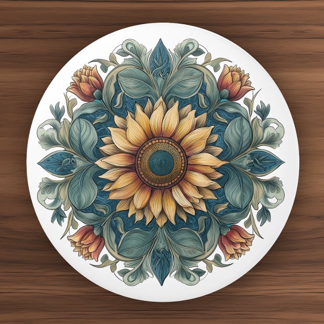 Art Nouveau Sunflower Medallion Ceramic Knob (Creator Uploaded)