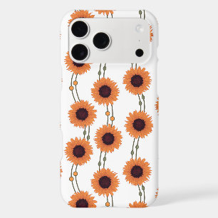 Art Nouveau Sunflower Retro Floral Stripes Orange iPhone 17 Pro Max Case