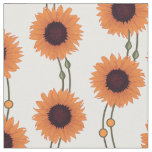 Art Nouveau Sunflower Retro Floral Stripes Orange Fabric