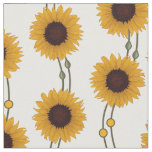 Art Nouveau Sunflower Retro Floral Stripes Yellow Fabric