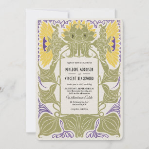 Art Nouveau Sunflower Summer Wedding Invitation
