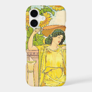 Art Nouveau Sunflower Woman Vintage Illustration iPhone 17 Case