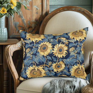 Art Nouveau Sunflowers Accent Pillow
