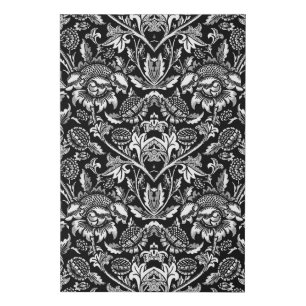 Art Nouveau Sunflowers, Black, White and Gray Faux Canvas Print
