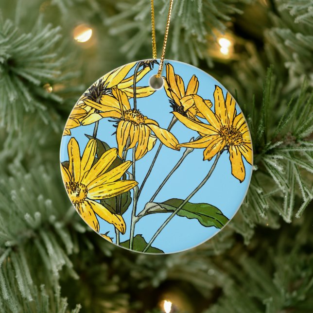 Art Nouveau Sunflowers Ceramic Ornament (Tree)