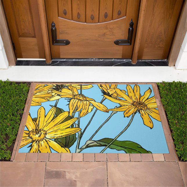 Art Nouveau Sunflowers Doormat (Outdoor)