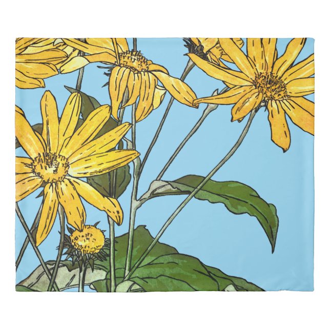 Art Nouveau Sunflowers Duvet Cover (Front)