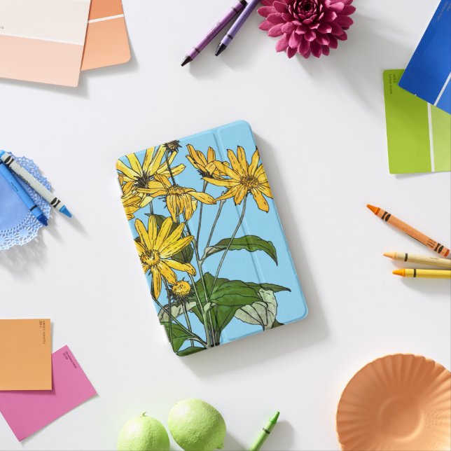 Art Nouveau Sunflowers iPad Mini Cover (In Situ)