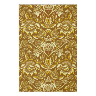 Art Nouveau Sunflowers, Mustard and Golden Yellow Faux Canvas Print