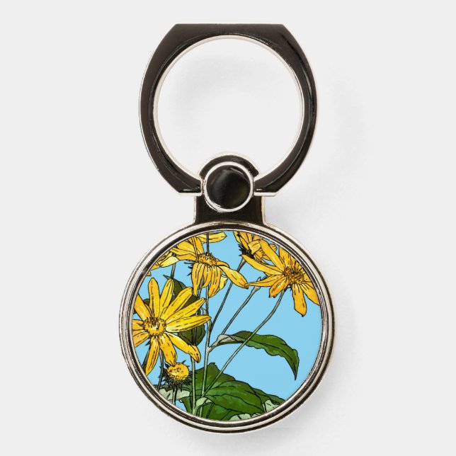 Art Nouveau Sunflowers Phone Ring Stand (Front)