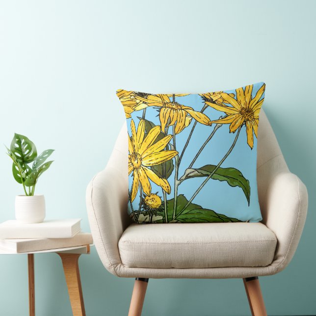 Art Nouveau Sunflowers Throw Pillow (Chair)
