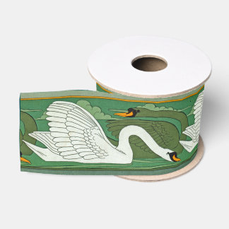 Art Nouveau Swan Birds Wildlife Animals Grosgrain Ribbon