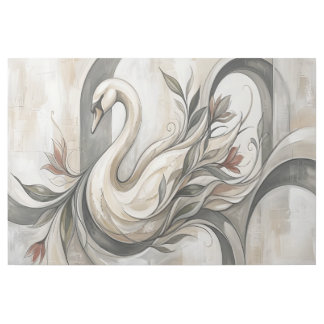 Art Nouveau Swan Botanical Wall Art Poster
