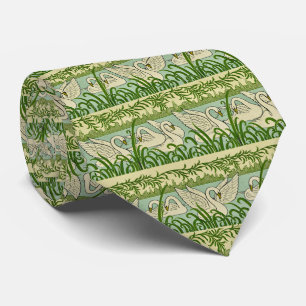 Art Nouveau Swan Pattern – Vintage Botanical Swan Neck Tie