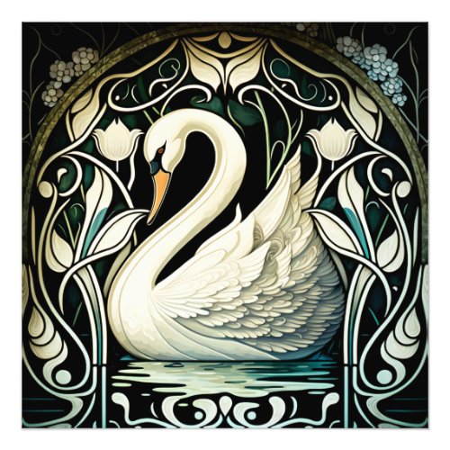 Art nouveau swan photo print