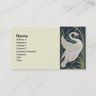 Art Nouveau Swans Pattern: Walter Crane Swan Print Business Card