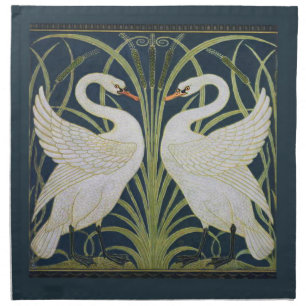 Art Nouveau Swans Pattern: Walter Crane Swan Print Cloth Napkin