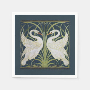 Art Nouveau Swans Pattern: Walter Crane Swan Print Paper Napkins